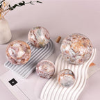 JIC Gem Large Striped Agate Crystal Sphere with Stand Gemstone Decorative Ball for Home Decor Altar Reiki Healing Gift 80-90mm