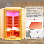 Infrared Sauna 2-3 Person Infrared Saunas for Home, Indoor Corner Sauna Spa Low Emf Infrared Sauna with 7 Color Therapy Dry Sauna for Home,2 Bluetooth Speakers, 2 LED Reading Lamp
