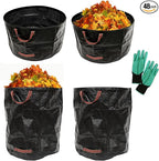 Excello 4-Pack 72 and 63 Gallon Reusable Heavy Duty Gardening Waste Bag Set with Gloves (Black)