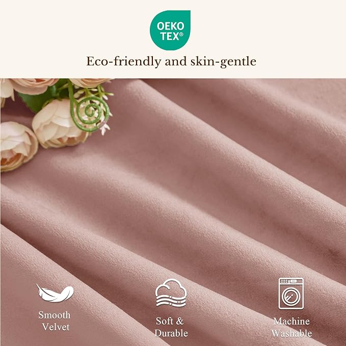 Dusty Rose Valance for Windows 52x18 Inch 1 Panel | Spring Decor, Elegant Wavy Mauve Kitchen Curtains, Soft Decorative Velvet Window Treatment for Girls Room, Bedroom, Bathroom