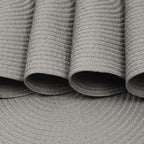 SHACOS Round Braided Placemats Set of 6 Thick Fabric Circle Grey Place Mats Woven Table Mats for Dining Tables 15 inch (Gray, 6)