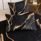 Tailor Shop Marble Bedding Set Soft Microfiber Black and Gold Comforter Set Queen Size for Kids Men and Women with 1 Marble Comforter and 2 Pillowcases…
