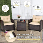 3 PCS Patio Furniture Set, Onesize, Beige