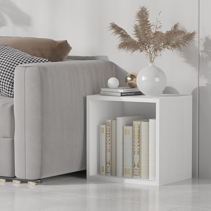 Magic DIY Cube Storage Organizer -Cube Storage Shelf -Wood Storage Cubes -Stackable Cubes Perfect for Books Clothes Toy(Pure White-Washed, General Cube)