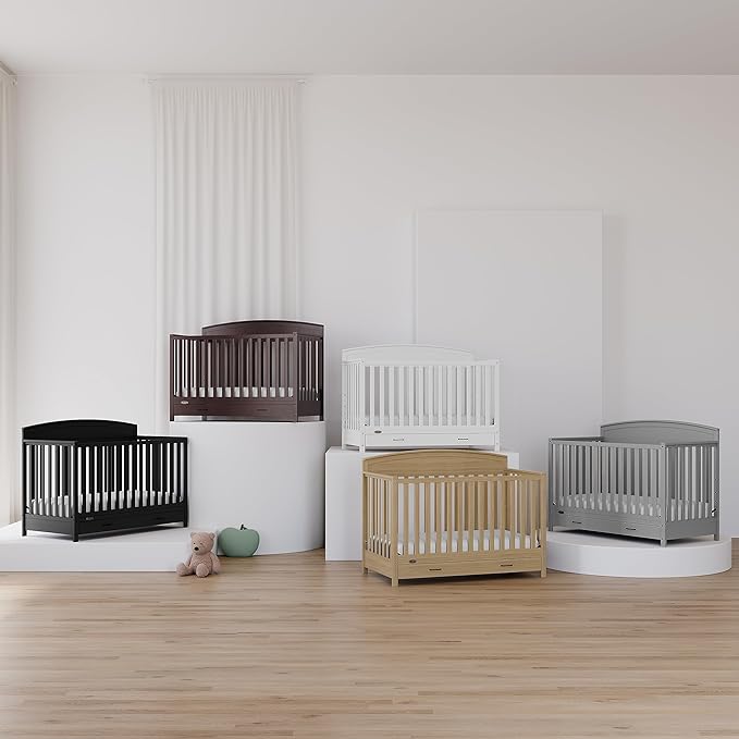 Graco Benton 5-in-1 Convertible Crib (Driftwood) – GREENGUARD Gold Certified, Converts from Baby Crib to Toddler Bed, Daybed and Full-Size Bed, Fits Standard Full-Size Crib Mattress