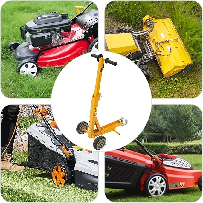 Lawn Mower Lift, 800Lbs Lawn Mower Lift Carbon Steel Manual Lift Jack Lawnmower Lift Tool Adjustable Lawnmower Lifts w/Wheel for Garden Tractors All-Terrain Maintenance and Repair(800LBS)