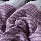 Andency Stripe Comforter Set Queen Size (90x90 Inch), 3 Pieces Purple and Gray Patchwork Striped Comforter, Soft Microfiber Down Alternative Comforter Bedding Set with Corner Loops