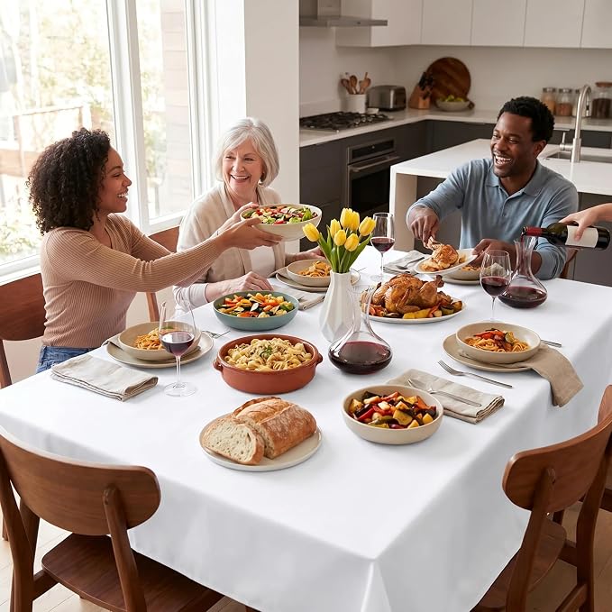 Urban Villa Tablecloth Cotton Tabletop 60x84 (6-8 Seats) White