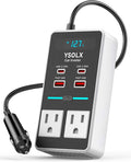 YSOLX 300W 12V to 110V Car Power Inverter, with Dual USB-A 24W and USB-C 65W, Dual AC Car Plug Adapter Outlet and Equipped with a Display Screen.Suitable for car Trips, Camping,Charging laptops