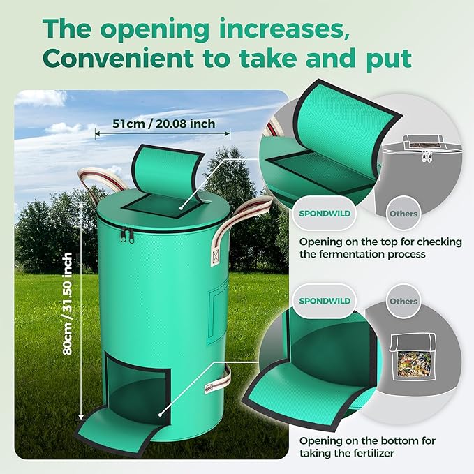Reusable Garden Yard Waste Bag – 43 Gallon Breathable Thickened Reusable Lawn Bag, with 4 Handles for Easy Moving & Foldable Design, for Leaf & Miscellaneous Debris Collection(Green)