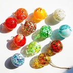 Set of 12 Hand Blown Glass Ornaments Hanging Gazing Balls Witches Balls, Outdoor Patio Garden Decor