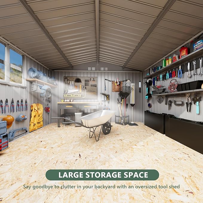 8x6 FT Metal Storage Shed with Window,Outdoor Storage Building,Large Backyard Sheds,Waterproof Outside Storage Sheds
