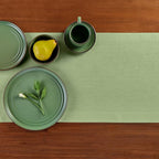 Solino Home Linen Table Runner 90 Inches Long - 100% Pure Linen Laurel Green Dining Table Runner 14 x 90 Inch for Fall, Autumn, Thanksgiving - Fete