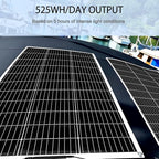 Flexible Solar Panel 100W 105W 12V Monocrystalline 250° Curvature Fiberglass High Efficiency Lightweight for RVs Boat Cabin (White)