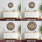 Large Wall Clock for Living Room Decor, Non Ticking Silent, Battery Operated Modern Vintage Wood Wall Clock Oversized Decorative Wall Clock for Bedroom Kitchen Farmhouse Office Decor