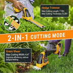 EWORK 21V Cordless Hedge Trimmer & Grass Shears 2-in-1 Handheld Small Electric Bush Trimmer with 2x2.0Ah Battery and Charger, Battery Powered Shrub Trimmer for Garden, Yard, Lawn Maintenance