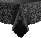 Smiry Rectangle Waterproof Heavy Duty Vinyl Tablecloths, 60 x 120 Inch | Wipeable Washable Floral Embossed Table Cover for Kitchen and Dining Room, Indoor & Outdoor Use, Black