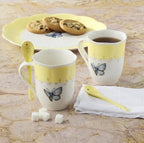 Lenox 897804 Butterfly Meadow Color Mugs With Spoons, Set Of 2, Yellow