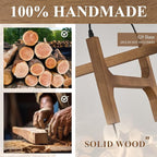 Farmhouse Wooden L24'' Chandelier Rustic Oak Wood Pendant Lights Mid Century 4-Light Milk Glass Globe Pendant Chandelier for Dining Room Kitchen Foyer Entryway Bedroom, G9