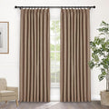 Macochico Pinch Pleated 100% Blackout Curtains Taupe Linen Curtains for Bedroom Living Room Farmhouse Thermal Insulated Window Panels Pleated Curtains with Hooks and Tieback 52”Wx72”L 1 Panel