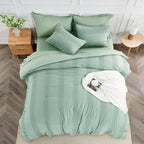 ENJOHOS Sage Green Comforter Twin XL - Boho Twin Bedding for Teen Girls, 3 PCS Tufted Comforter with Pom Pom Design for All Season, Lightweight Soft Microfiber Comforter with 2 Pillow Cases