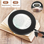 Magnifying Glass with Light, 5 Color Modes Stepless Dimmable 2-in-1 Desktop Lamp and Clamp, LED Lighted Magnifier with Light and Stand, Hands Free for Craft Repair Hobby Painting Close Work