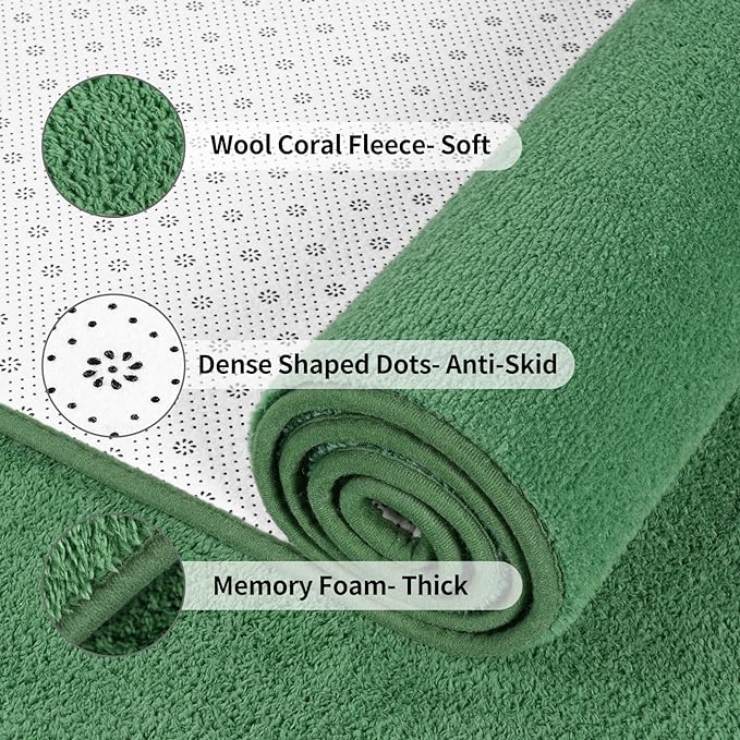 Area Rugs for Bedroom Living Room, 4x6 Green Super Soft Comfy Thickened Memory-Foam Indoor Carpets, Modern Aesthetic Minimalist Carpet for Boys Girls Adults Apartment Nursery Home Décor
