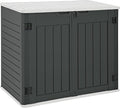 YITAHOME Outdoor Horizontal Storage Sheds w/o Shelf, Weatherproof Resin Tool Shed, Multi-Opening Door for Storage of Bike, Trash Cans, Garden Tools, 35 cu ft, Waterproof, Lockable, Dark Gray