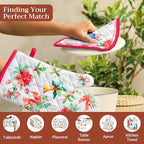 Maison d'Hermine Oven Gloves 100% Cotton Oven Mitt (7" x 13", Pack of 1) | With Loop Heat Resistant BBQ Cooking Gloves Baking Kitchen Handling Hot Pans Thanksgiving Christmas - Chromo