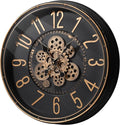 Maxstar Large Moving Gear Wall Clock,20" Vintage Mechanical Battery Operated Industrial Wall Clocks for Farmhouse Living Room,Home Office, Dinning Room, Kitchen, Steampunk Decor-Gold,Arab Numeral