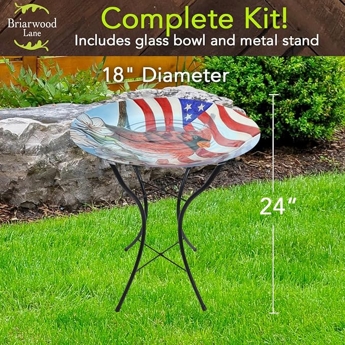 Briarwood Lane American Cardinal Glass Birdbath