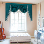 Elegant Velvet Waterfall Valances Curtain W59 inches, 1 Panel | Thermal Insulated Tier Window Decor for Bay Window, Bedroom, Kitchen, Classic Style Valances for Living Dining Room