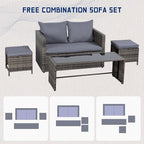 Shintenchi Patio Furniture 4 Pieces Wicker Patio Furniture Sets,Outdoor Wicker Conversation Set Rattan Sectional Sofa with Cushions&Coffee Table for Backyard Porch Garden Poolside Balcony,Gray
