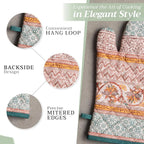 Maison d'Hermine Oven Gloves 100% Cotton Oven Mitt (7" x 13", Pack of 1) | With Loop Heat Resistant BBQ Cooking Gloves Baking Kitchen Handling Hot Pans Thanksgiving Christmas - Nila