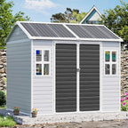 CDCASA 8x6 FT Resin Storage Sheds with Floor, Waterproof Large Outdoor Sheds & 2 Windows,Outside Plastic Tool Shed for Backyard Garden Patio Lawn