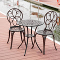 3 Piece Outdoor Bistro Set, Cast Aluminum Bistro Table and Chairs Set, Weather Resistant Patio Metal Bistro Sets, Patio Table Set with Umbrella Hole for Balcony Backyard Garden