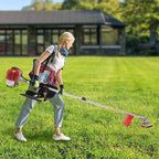 Weed Wacker Gas Powered, 26cc 2-Stroke Cordless Grass String Trimmer Lawn Edger, Weed Eater Brush Cutter with Shoulder Strap, Grass Trimmer Tools for Garden and Yard