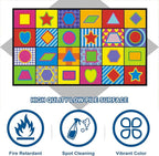 LIVEBOX Geometry Teaching Kids Rug for Classroom, Washable School Learning Area Rugs, Colorful Preschool Kids Classroom Carpet Non-Slip Playroom Mat for Home Learning,13'x7'5"(Seats-24)