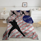Erosebridal Baseball Comforter Set Queen for Boys Teen Baseball Athlete Bedding Set Kids Ball Games Sports Bed Comforter Sets Sport Baseball Quilt Duvet 2 Pillow Cases Retro Red Dark Blue White