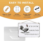 Funny Chicken Coop Sign "Cluck Around & Find Out" Vintage Metal Tin Sign 8x12 Inch - for Farmhouse Kitchen Decor,Chicken Coop Accessories,Barn,Rustic Home & Garden Wall Art with Hanging Holes