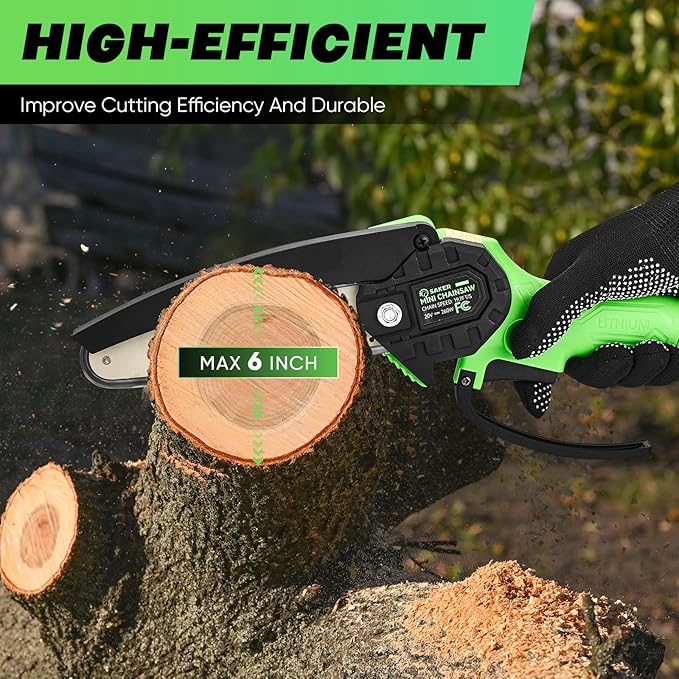 Saker Mini Chainsaw Cordless,6 Inch Chainsaw, Mini Electric Chainsaw Cordless Battery Powered,One-Hand Portable Chain Saw for Tree Trimming, Pruning&Wood Cutting, Gift for Men Dad Husband Father 2025