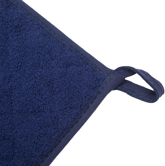 100% Cotton Kitchen Everyday Basic Terry Pot Holder Heat Resistant Coaster Potholder for Cooking and Baking Set of 5 Dark Blue