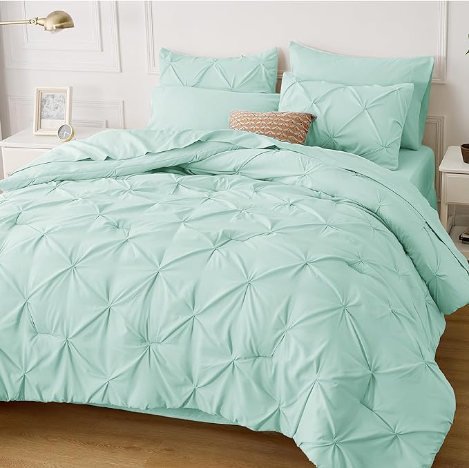 Bedsure Full Size Comforter Sets - Bedding Sets Full 7 Pieces, Bed in a Bag Green Bed Sets with Comforter, Sheets, Pillowcases & Shams