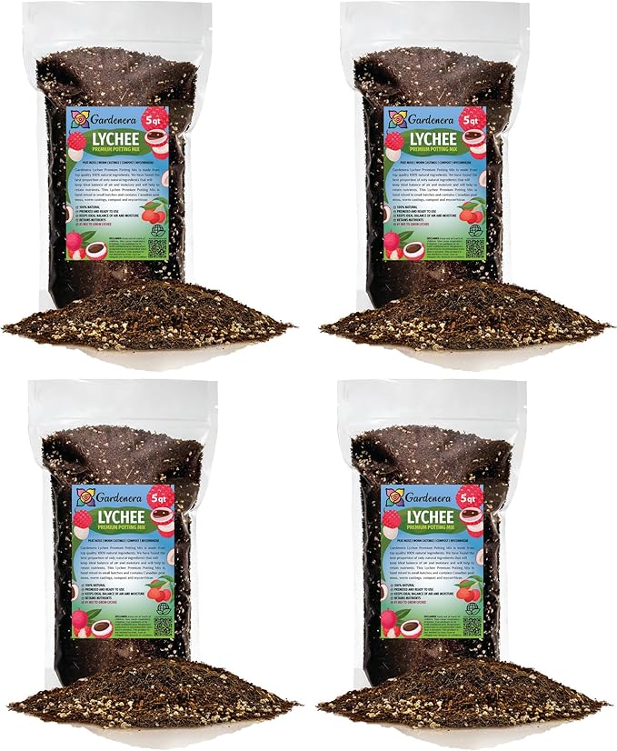 GARDENERA Premium Lychee Potting Soil Mix - Perfect Balance of Nutrients, Drainage, and Aeration for Thriving Lychee Trees - 20 Quart