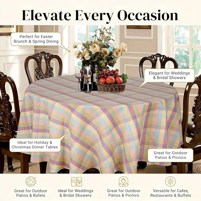 Urban Villa Tablecloth Cotton Tabletop 70 RD (4 Seats) Easter Checks
