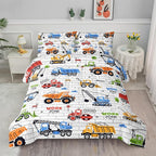 Axolotl Construction Comforter Set Twin,Excavator Bedding Set,Construction Vehicles Comforter Set,Excavator Comforter,Excavator Tractor Trucks Bedding Set for Kids Boys Teens,1 Quilt 2 Pillowcases