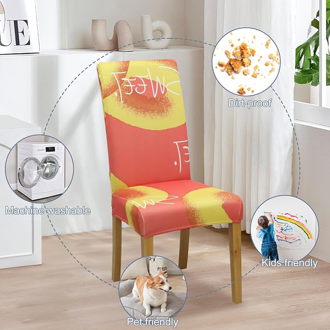 Dining Chair Covers, Stretch Seat Covers, Washable Furniture Protector | 4 Pack, Washable, Stretch Fit, Soft, Non Slip, Dining Chair Covers, Seat Protector, Furniture Cover,Easy Clean
