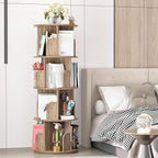 Nisorpa 4 Tier Rotating Bookshelf, 360° Revolving Bookcase Wood Rotating Stackable Shelves Floor-Standing Storage Display Rack Used in Bedrooms Living Rooms Study Office (52"x18"x18")
