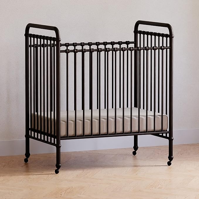 NAMESAKE Abigail 3-in-1 Convertible Mini Metal Crib in Vintage Iron, Greenguard Gold Certified