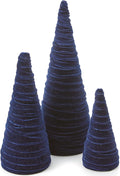 Your Heart's Content Velvet Trees Set of 3 Navy, Artisan Mantel Decor, Valentine Tabletop, Tablescape Décor, Elegant Holiday Entryway (Navy)